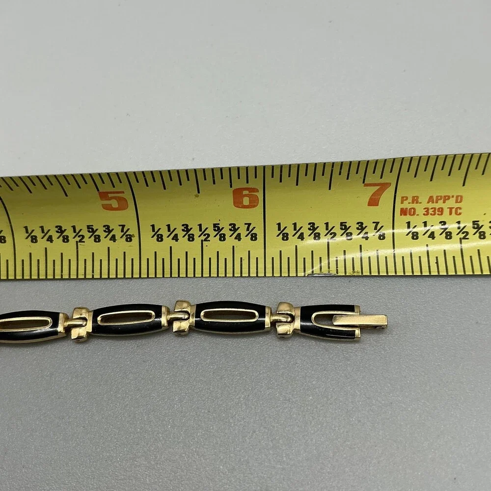 Vintage Citizen Womens Watch 18mm MOP Black Enamel Gold Tone New Battery 6.75